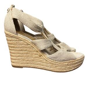 Michael Kors Berkley Zipper Espadrille Platform Wedges Size 6.5 Spring Summer